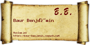 Baur Benjámin névjegykártya